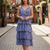 Floral Ruffle Wrap Front Summer Midi Dress