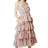 Floral Ruffle Wrap Front Summer Midi Dress