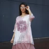 Floral Print with Floral Overlay lace Top