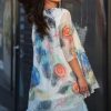 Floral Asymmetric Tunic Top One Size