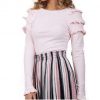 Soft Stretch Cotton Jersey Ruffle Sleeve Jumper Top