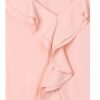 V Neckline Blouson Ruffle Lace Applique Sleeve Blouse Top