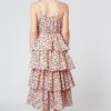 Floral Ruffle Wrap Front Summer Midi Dress