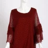 Ruffle Sleeve Small Heart Embroidered Blouse Top