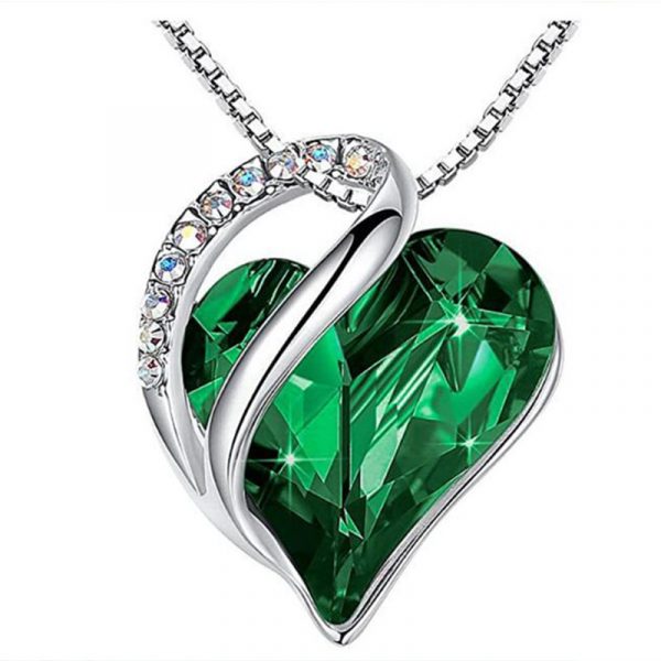 Crystal Heart Pendant Necklace, Rhinestone and Stainless Steel