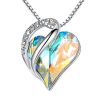 Crystal Heart Pendant Necklace, Rhinestone and Stainless Steel
