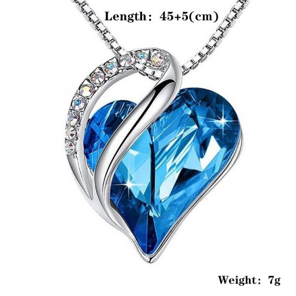 Crystal Heart Pendant Necklace, Rhinestone and Stainless Steel