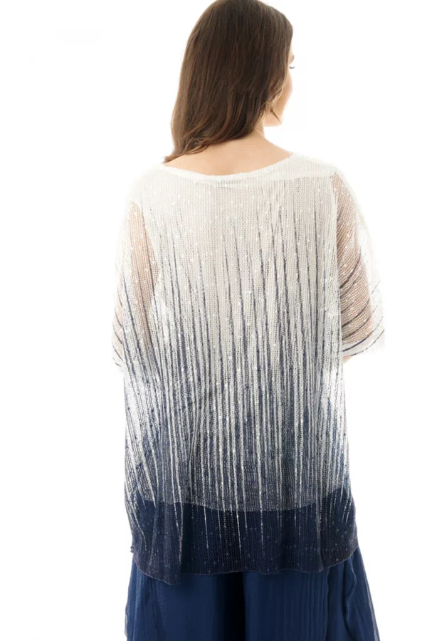 Dragonfly Print Fine Knit Crochet Top with jersey stretch lining