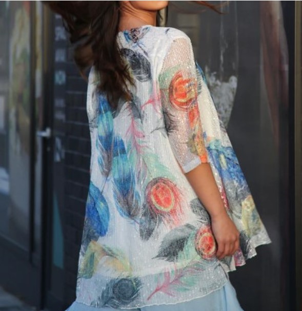 Floral Asymmetric Tunic Top One Size