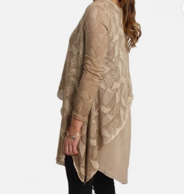 Layered Asymmetric Hem Top With Geometric Print