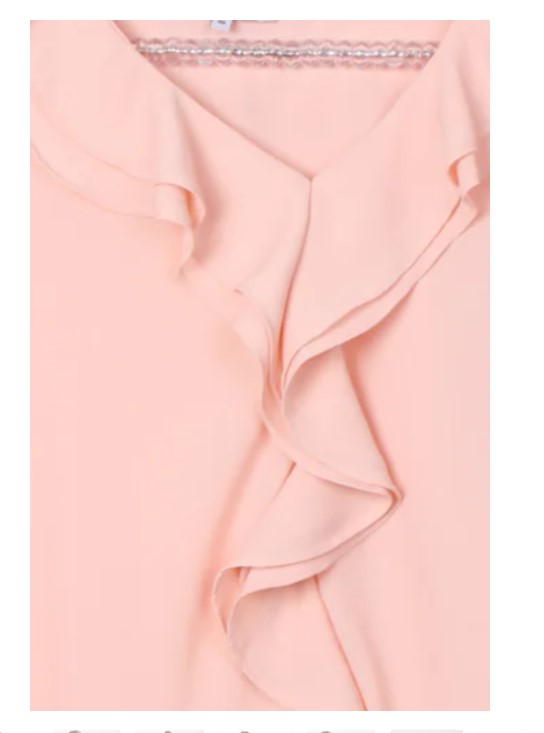 V Neckline Blouson Ruffle Lace Applique Sleeve Blouse Top