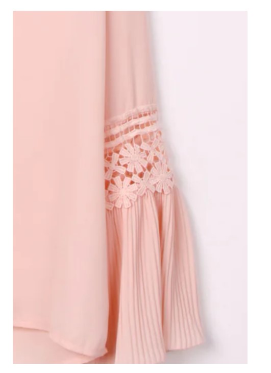 V Neckline Blouson Ruffle Lace Applique Sleeve Blouse Top