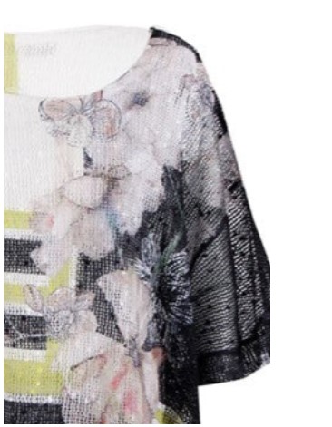 Floral Mesh knit Tee top Lined one Size