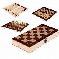 Three-In-One Wooden Chess Set